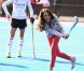 Catherine, duchesse de Cambridge a montré ses talents de hockeyeuse lors de sa rencontre avec l'équipe olympique britannique à l'Arena Riverside, sur le site des JO de Londres, le 15 mars 2012. 