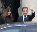 Après la révélation des résultats Carla Bruni et Nicolas Sarkozy quittent l'Elysée, à Paris, le 6 mai 2012.