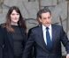 Après la révélation des résultats Carla Bruni et Nicolas Sarkozy quittent l'Elysée, à Paris, le 6 mai 2012.