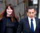 Après la révélation des résultats Carla Bruni et Nicolas Sarkozy quittent l'Elysée, à Paris, le 6 mai 2012.