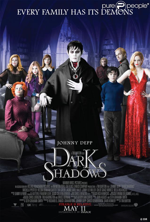 Dark Shadows  de Tim Burton, avec Johnny Depp, Eva Green, Michelle Pfeiffer et Helena Bonham Carter.