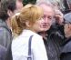 Stone, alias Annie Gautrat, en face de Didier Barbelivien, aux obsèques d'Eric Charden, le 11 mai 2012, à Paris.