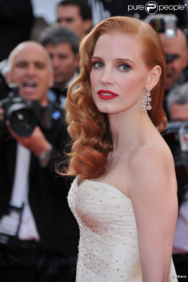 La sublime Jessica Chastain lors de la présentation de  Madagascar 3 : Bons baisers d'Europe  au Festival de Cannes, le 18 mai 2012.