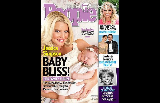 Jessica Simpson prend la pose avec son adorable fille Maxwell en couverture du magazine People, mai 2012.