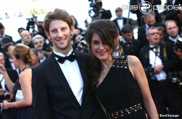 Romain Grosjean et Marion Jollès le 22 mai 2012 lors du Festival de Cannes. En couple depuis 2008 et fiancés en 2012, le pilote de F1 et la journaliste de TF1 ont célébré leur mariage le 27 juin 2012 à Chamonix, dans un salon du Majestic.