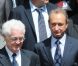 Lionel Jospin et Bertrand Delanoë aux obsèques d'Olivier Ferrand en l'église Saint-Sulpice, à Paris, le 4 juillet 2012.