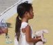 Laeticia Hallyday, Mamie Rock, Jade et Joy, arrivent à Saint-Barthélémy, le vendredi 27 juillet 2012.