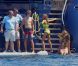 Sylvester Stallone entouré de ses trois filles et de son épouse Jennifer, en pleine balade à bord d'un yacht, sur la Côte d'Azur, le mardi 7 août 2012.
