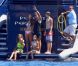 Sylvester Stallone entouré de ses trois filles et de son épouse Jennifer, en pleine balade à bord d'un yacht, sur la Côte d'Azur, le mardi 7 août 2012.