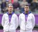 Jo-Wilfried Tsonga aux JO de Londres le 4 août, médaillé d'argent du tournoi de double avec Michaël Llodra.