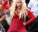 Toute en rouge, Nicki Minaj très sexy sur le tournage du Today Show, le 14 août 2012 à New York