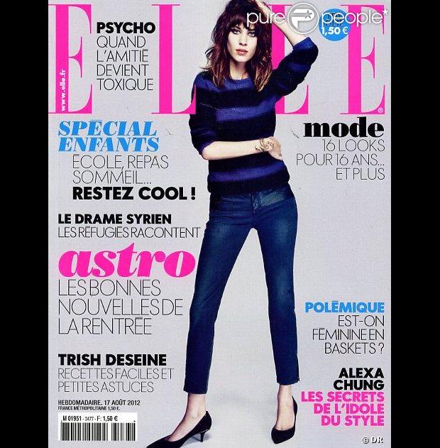 Alexa Chung en couverture du magazine ELLE en kiosques le 17 août 2012