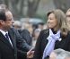 Valérie Trierweiler et François Hollande aux obsèques de Danielle Mitterrand à l'abbaye de Cluny, le 26 novembre 2011.