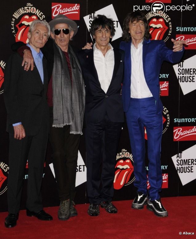 Les Rolling Stones à l'inauguration de leur exposition à la Somerset House, Londres, le 12 juillet 2012.