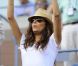 Eva Longoria assiste à la demi-finale dame du tournoi de l'US Open, à New York, le 7 septembre 2012