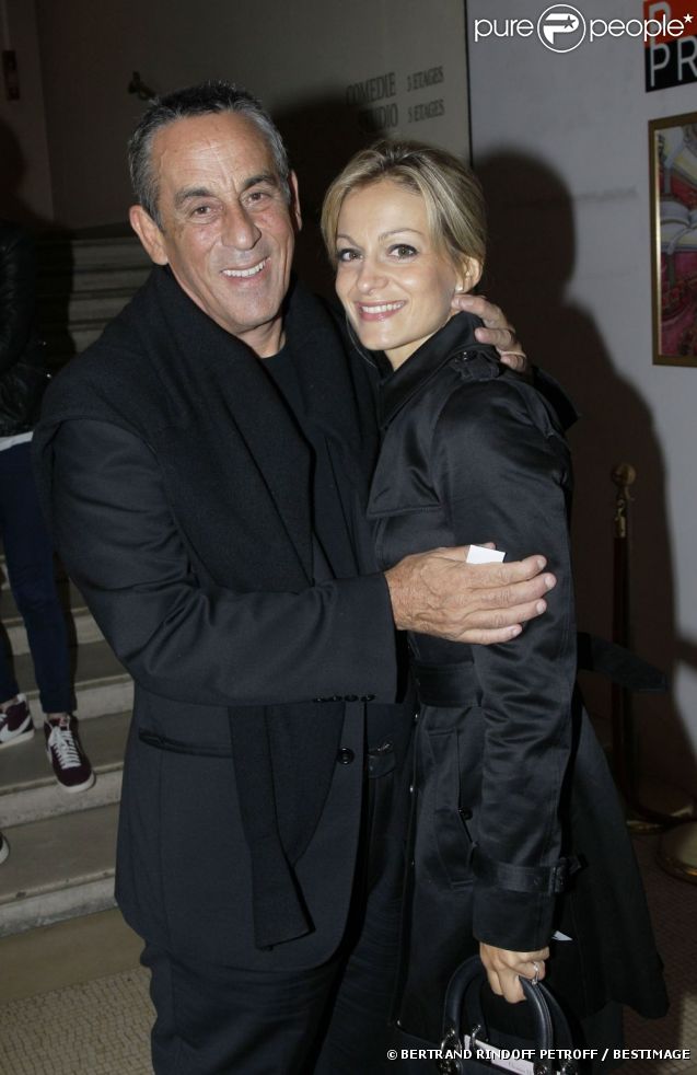 Thierry Ardisson et Audrey Crespo-Mara lors de l'avant-première de la pièce Des fleurs pour Algernon. Vendredi 14 septembre 2012
