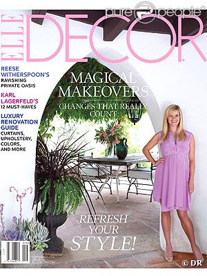 Reese Witherspoon en couverture de  Elle Decor , juillet 2012.