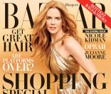 Nicole Kidman photographiée par Terry Richardson, porte une robe dorée Emilio Pucci et un bracelet Cartier en couverture du magazine Harper's Bazaar de novembre 2012.