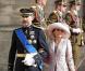 Letizia et Felipe d'Espagne sortant de la cathédrale Notre-Dame de Luxembourg où le prince Guillaume et Stéphanie de Lannoy viennent de se marier, le 20 octobre 2012.