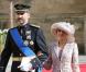 Letizia et Felipe d'Espagne sortant de la cathédrale Notre-Dame de Luxembourg où le prince Guillaume et Stéphanie de Lannoy viennent de se marier, le 20 octobre 2012.