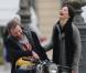 Delphine Chanéac et Chris Vance font un shooting photo pour la série de M6  Le transporteur  à Paris le 29 octobre 2012. Les acteurs ont posé Place Vendôme, place de la Concorde, sur le pont Alexandre III et sur la place du Trocadéro devant la tour Eiffel.