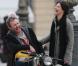 Delphine Chanéac et Chris Vance font un shooting photo pour la série de M6  Le transporteur  à Paris le 29 octobre 2012. Les acteurs ont posé Place Vendôme, place de la Concorde, sur le pont Alexandre III et sur la place du Trocadéro devant la tour Eiffel.