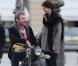 Delphine Chanéac et Chris Vance font un shooting photo pour la série de M6  Le transporteur  à Paris le 29 octobre 2012. Les acteurs ont posé Place Vendôme, place de la Concorde, sur le pont Alexandre III et sur la place du Trocadéro devant la tour Eiffel.
