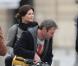 Delphine Chanéac et Chris Vance font un shooting photo pour la série de M6  Le transporteur  à Paris le 29 octobre 2012. Les acteurs ont posé Place Vendôme, place de la Concorde, sur le pont Alexandre III et sur la place du Trocadéro devant la tour Eiffel.