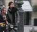 Delphine Chanéac et Chris Vance font un shooting photo pour la série de M6  Le transporteur  à Paris le 29 octobre 2012. Les acteurs ont posé Place Vendôme, place de la Concorde, sur le pont Alexandre III et sur la place du Trocadéro devant la tour Eiffel.