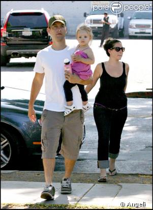Tobey Maguire en famille, avec sa femme Jen et leur fille Ruby