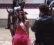 Miss France 2013, époustouflante, au lendemain de son sacre du 8 décembre 2012, prenant la pose avec la Garde républicaine.
