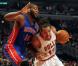 Joakim Noah lors d'un match face aux Pistons de Detroit au United Center de Chicago le 30 mars 2012
