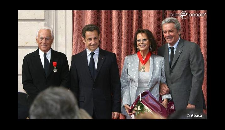 Giogio Armani, Nicolas Sarkozy, Claudia Cardinale et Alain Delon