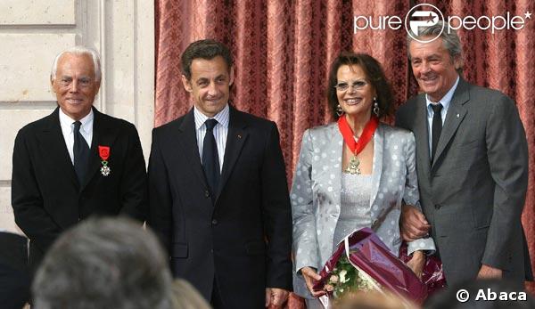 Giogio Armani, Nicolas Sarkozy, Claudia Cardinale et Alain Delon
