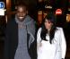 Kim Kardashian, habillée d'une robe à plumes J.Crew et de souliers Céline, fait du shopping avec Kanye West. Paris, le 25 janvier 2013.