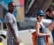 La jolie Dannii Minogue et Tyson Beckford sur une plage de la Barbade, le 8 avril 2013.