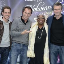 David Lantin, Jean-Philippe Doux, Firmine Richard et Philippe Caroit au Futuroscope de Poitiers lors de l'inauguration du spectacle Lady Ô le 13 avril 2103.