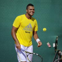 Jo-Wilfried Tsonga à l'entraînement du tournoi de Monte Carlo le 15 avril 2013