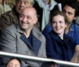 Nathalie Kosciusko-Morizet et son mari Jean-Pierre Philippe pendant le match entre le PSG et Valenciennes (1-1) au Parc des Princes, Paris, le 5 mai 2013.