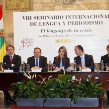 Letizia d'Espagne au monastère de Yuso le 16 mai 2013 pour l'ouverture d'un séminaire sur le langage de la crise dans le journalisme.