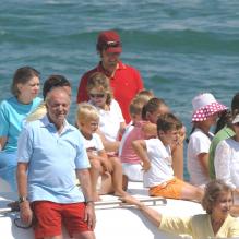 La famille royale d'Espagne sur le yacht Fortuna en 2005 à Majorque