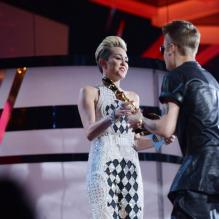 Miley Cyrus et Justin Bieber lors des Billboard Music Awards à Las Vegas, le 19 mai 2013.