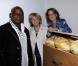 Barthelemy Toguo, Danièle Thomson et Marie-Laure de Villepin, sculptrice sous le nom de Marie-Laure Viébel - Vernissage de l'exposition "Galopec ou les sept péchés capitaux à l'Espace Culturel Marc Jacquet à Barbizon, le 25 mai 2013.