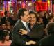 Nicolas Sarkozy et Christian Clavier lors de l'enregistrement de l'émission Vivement dimanche le 02 décembre 2004