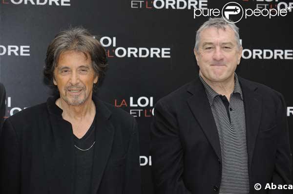 Al Pacino et Robert de Niro au photocall du film La loi et l'ordre à Paris