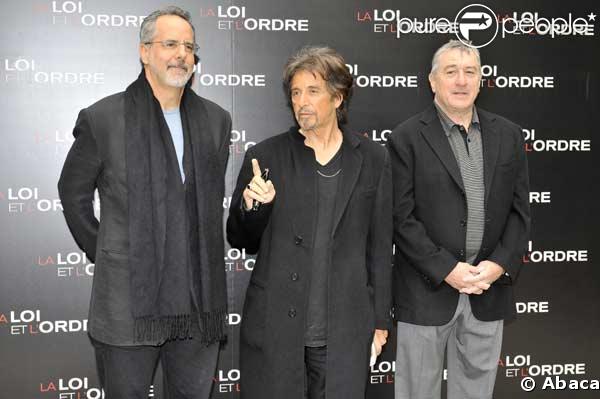 Al Pacino et Robert de Niro au photocall du film La loi et l'ordre à Paris