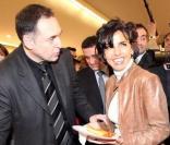 Rachida Dati et Jean-Jacques Giannesini, organisateur de la soiée, lors de la galette des rois de l'UMP hier soir