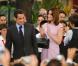 Nicolas Sarkozy, attentivement observé par Carla Bruni, faisant un discours devant les membres de la communauté française du Mexique dans une école française à Mexico le 9 mars 2009
