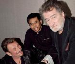 Johnny Hallyday, le Chef Oth Sombath et Eddy Mitchell (le 5 mars) 