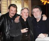 Johnny Hallyday, Claude Bouillon et Eddy Mitchell, le 28 février